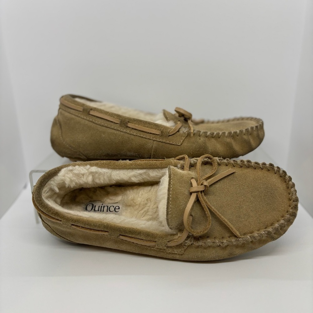 Quince Australian Shearling Moccasin Slipper - tan -8 - Picture 2 of 12